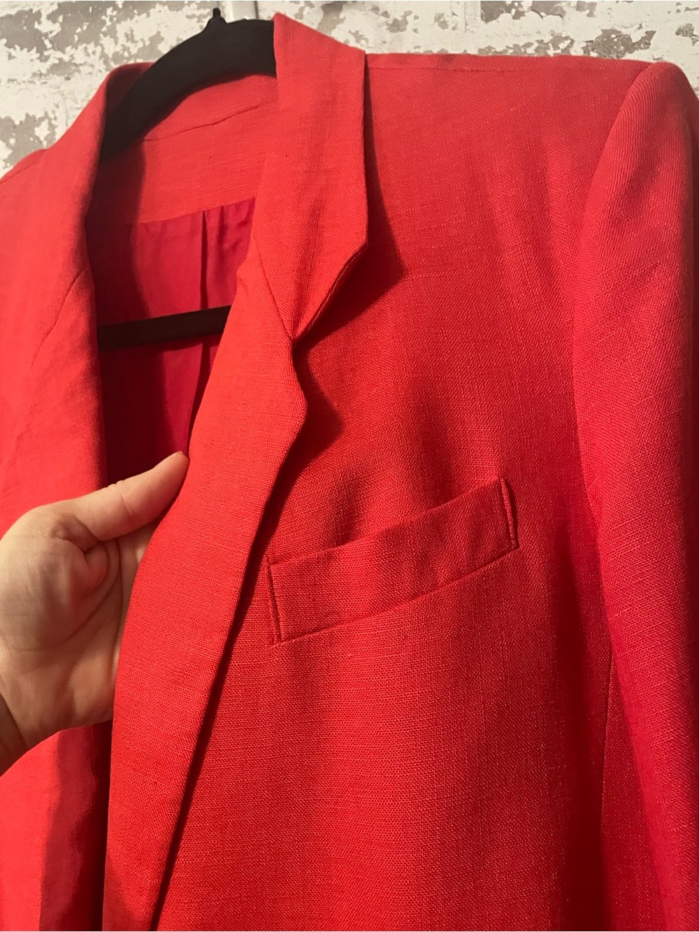 Vintage Lizzie Rubin Red Linen Blazer Jacket Women’s 14 Oversized Single Button - Picture 4 of 7